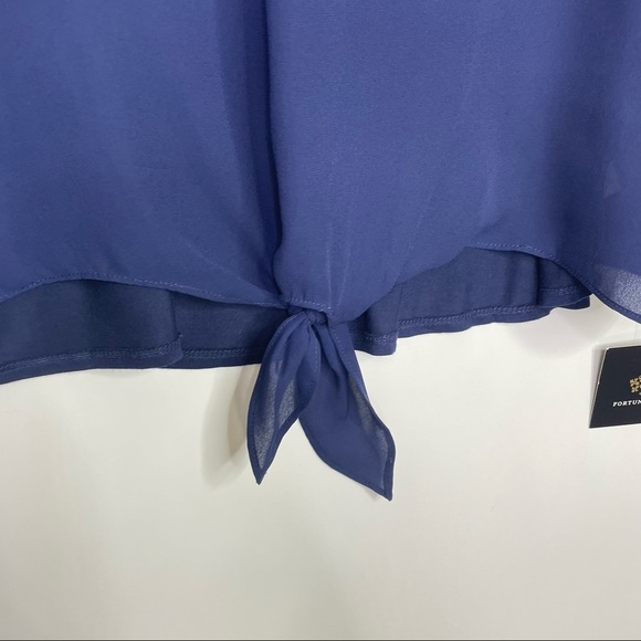 Stitch Fix l Fortune + Ivy Navy Crochet Detail Mixed Material Top, XXL - Picture 5 of 11